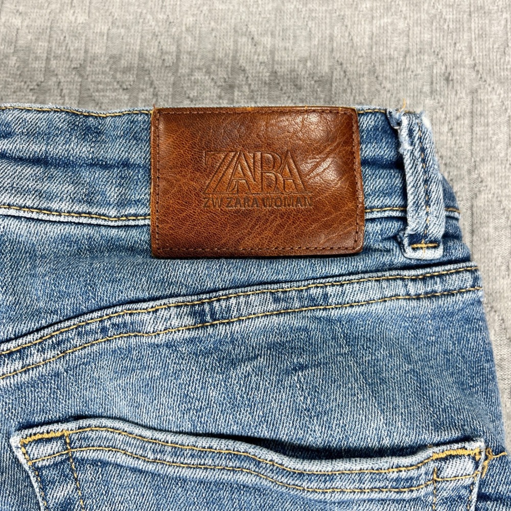 Zara Bootcut Jeans Women 2/23X31 Blue High Rise Flare Raw Hem Light wash - Picture 10 of 10